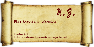 Mirkovics Zombor névjegykártya
